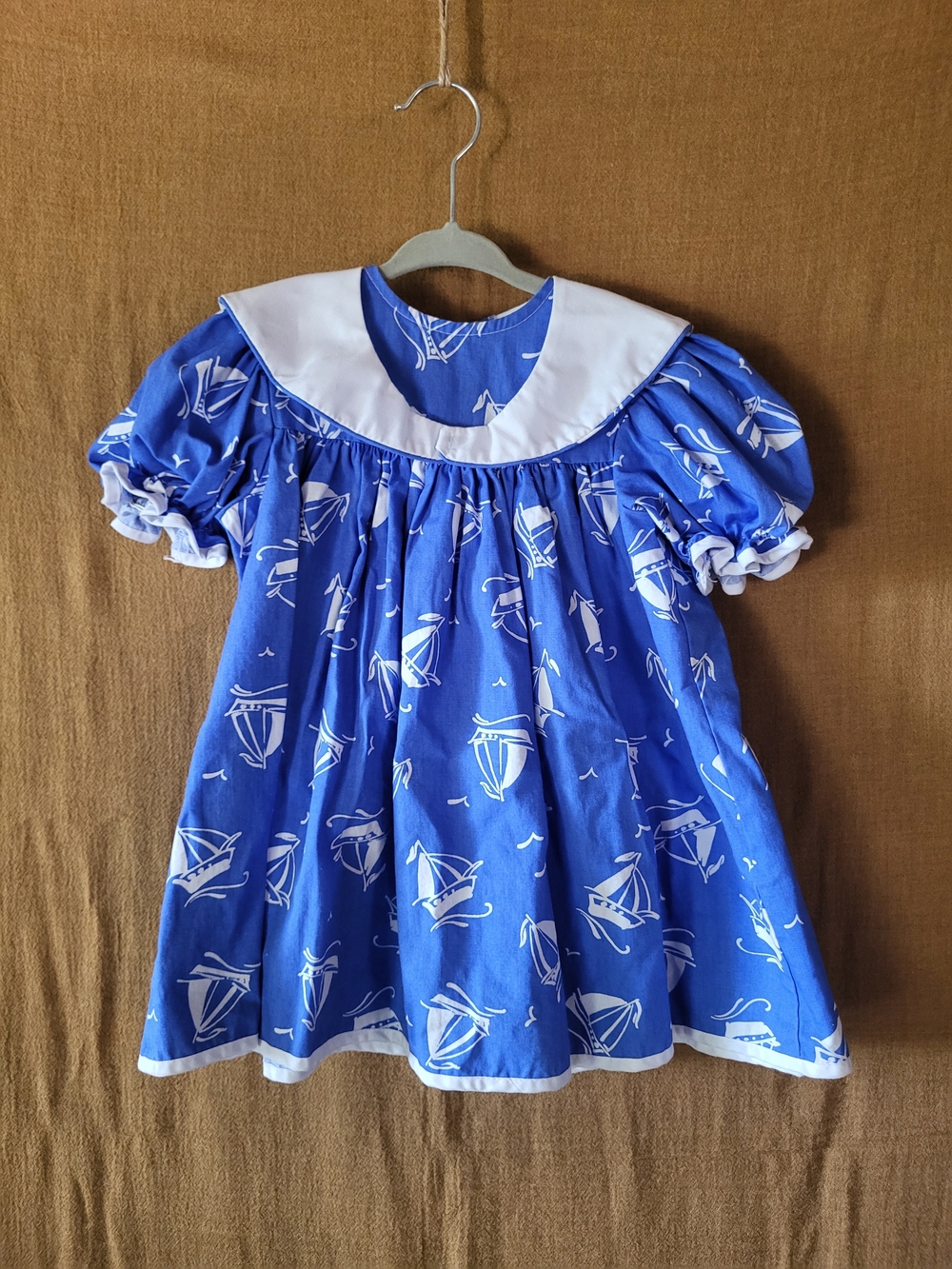 Vintage The Children's Hour Sailboat Dress With White Collar 3T